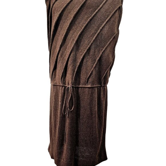 Studio M Drawstring Dress Easy Wear Knit Adjustable Blouson Womens L Brown - Picture 4 of 9